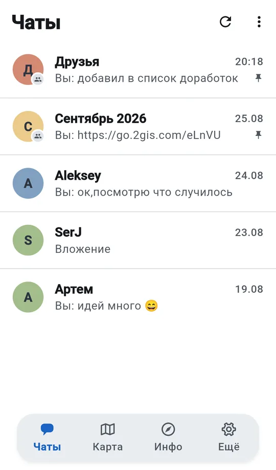 Список чатов